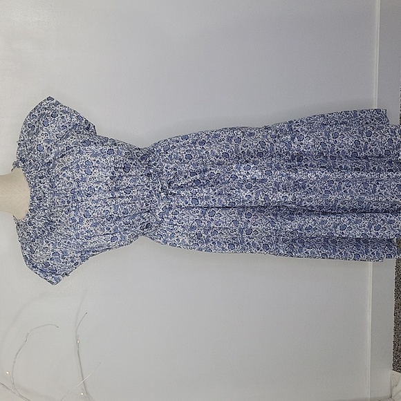 Daniel Cremieux White and Blue Floral Midi Dress SZ 4 - Picture 1 of 14